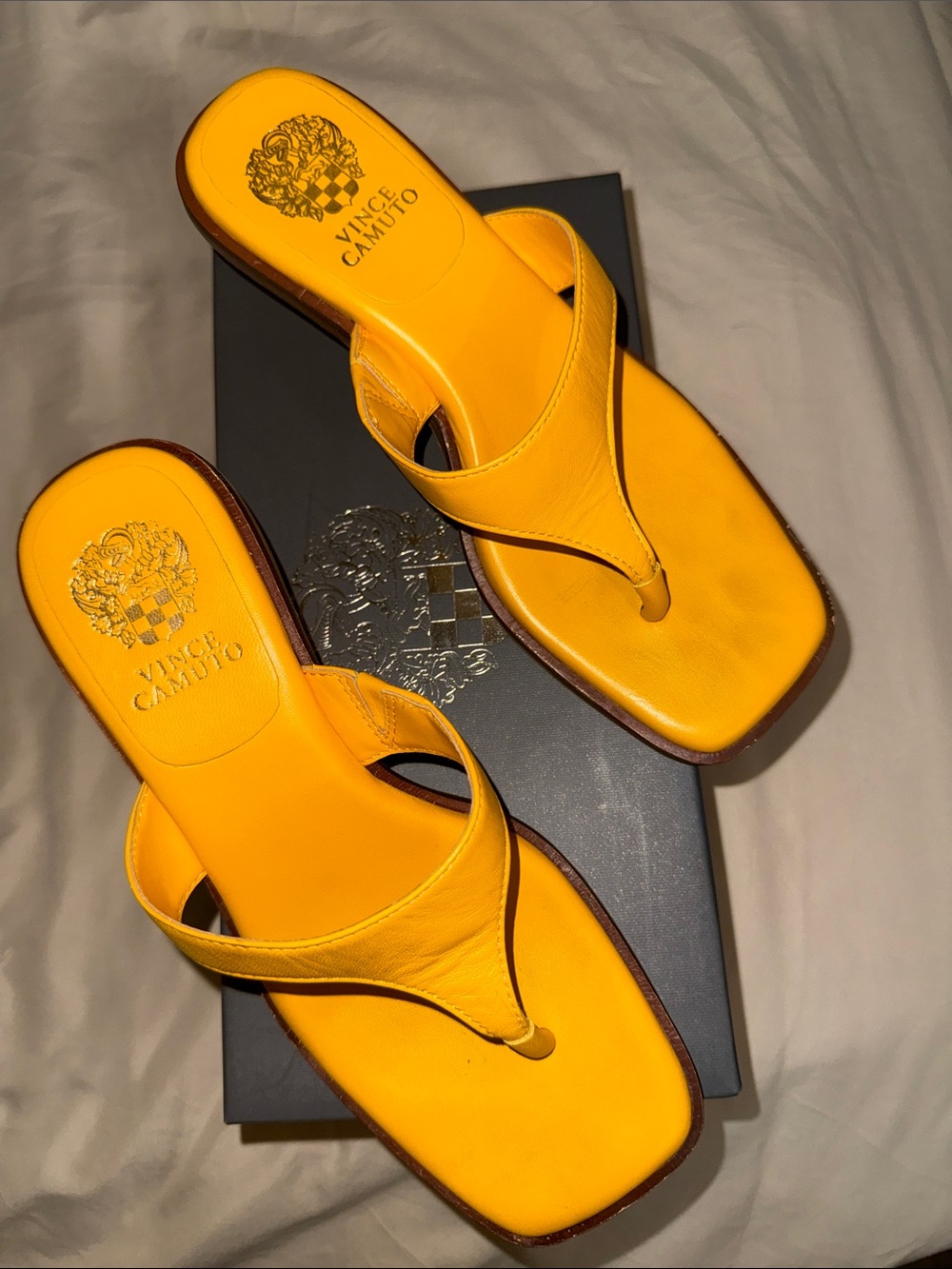 Vince Camuto Yellow Leather Thong Sandals